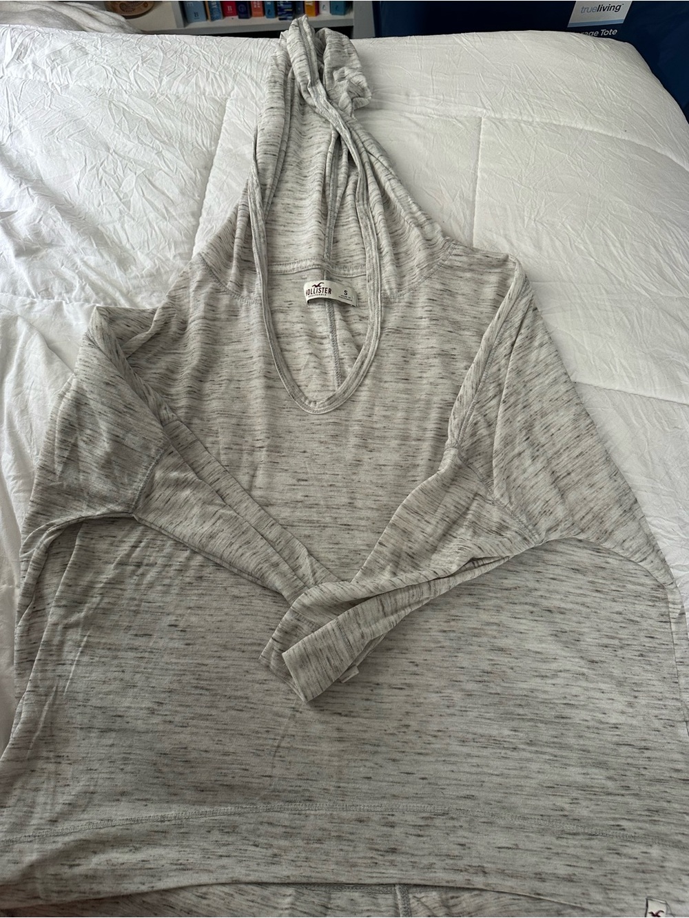 Hollister Light Gray Marled Hooded Sweatshirt